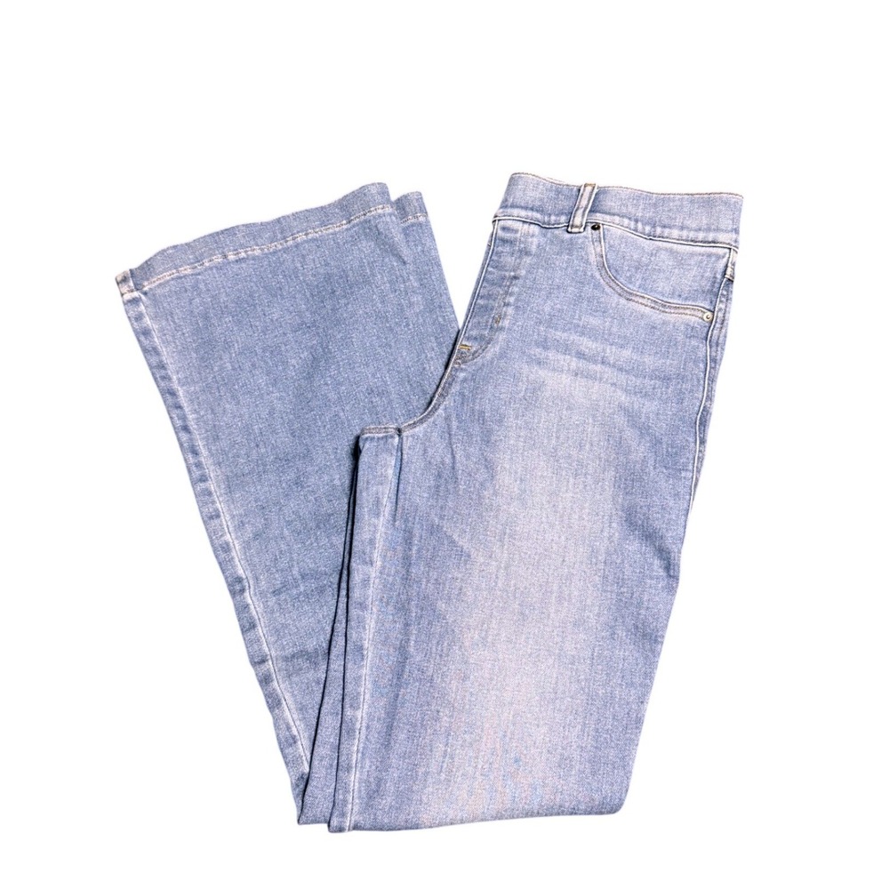 Spanx Womens Flare Jeans Light Wash High Rise Pull On Denim Size Large